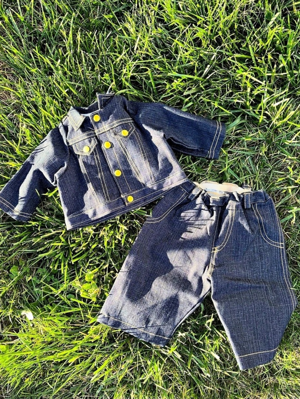 Vintage Madame Alexander Dark Wash Denim Doll Jacket and Pants Set